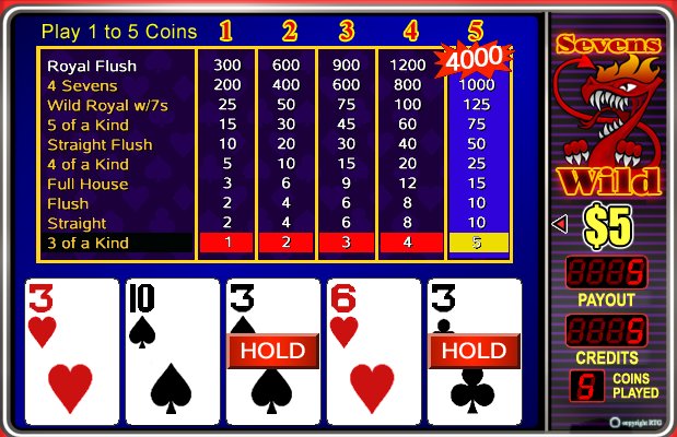 Sevens Wild Video Poker Game